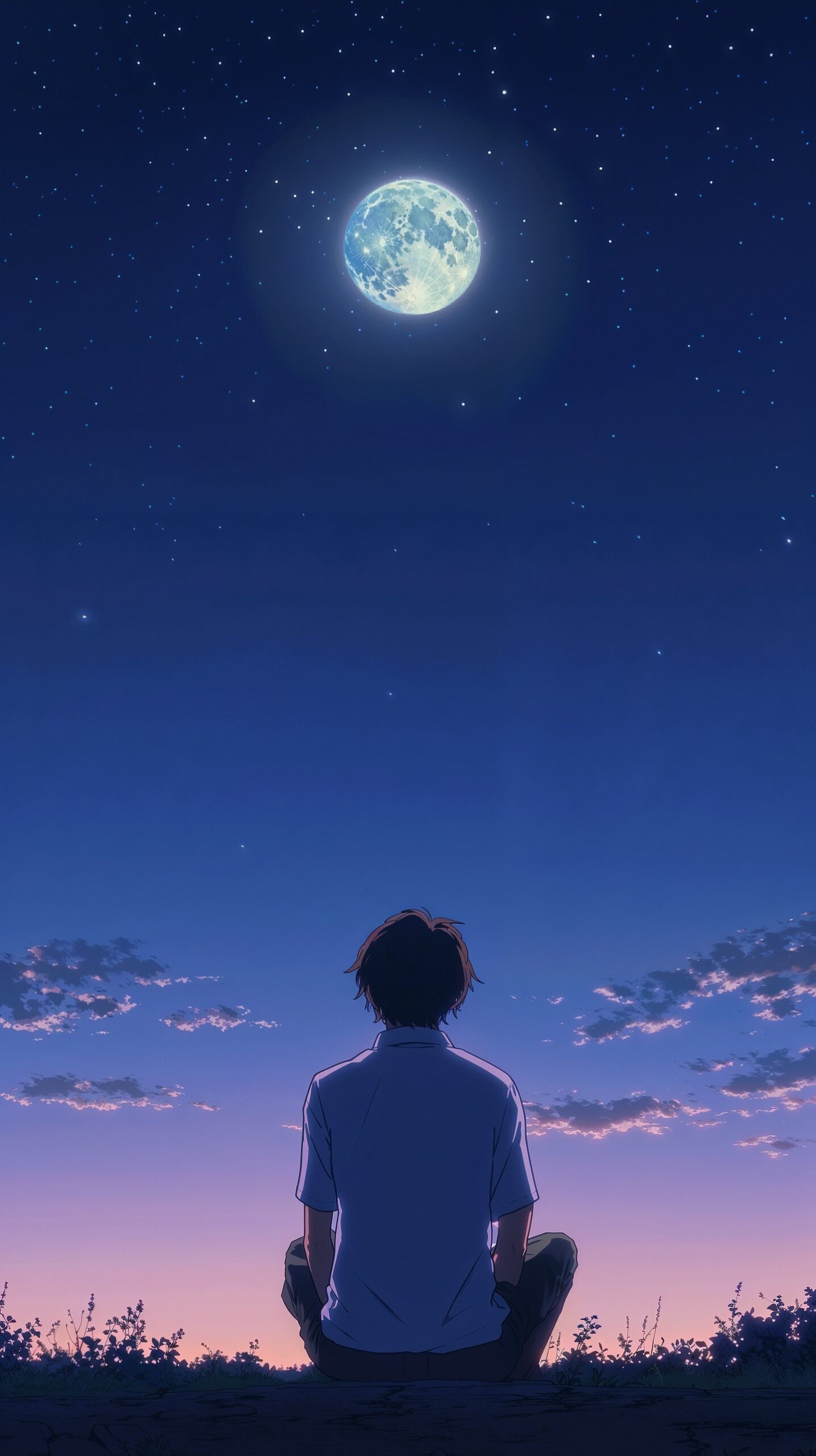 Just a boy, a moon and thoughts that don't let go.
