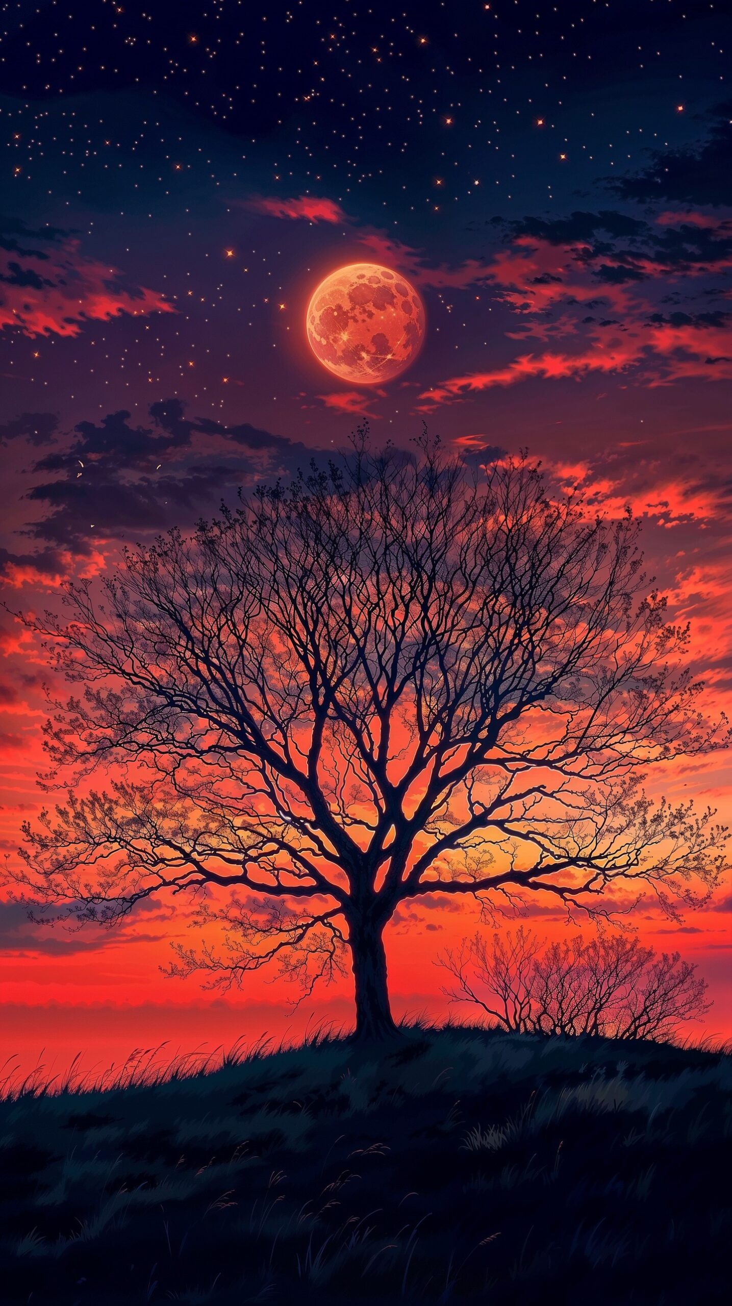 Crimson skies & a full moon glow