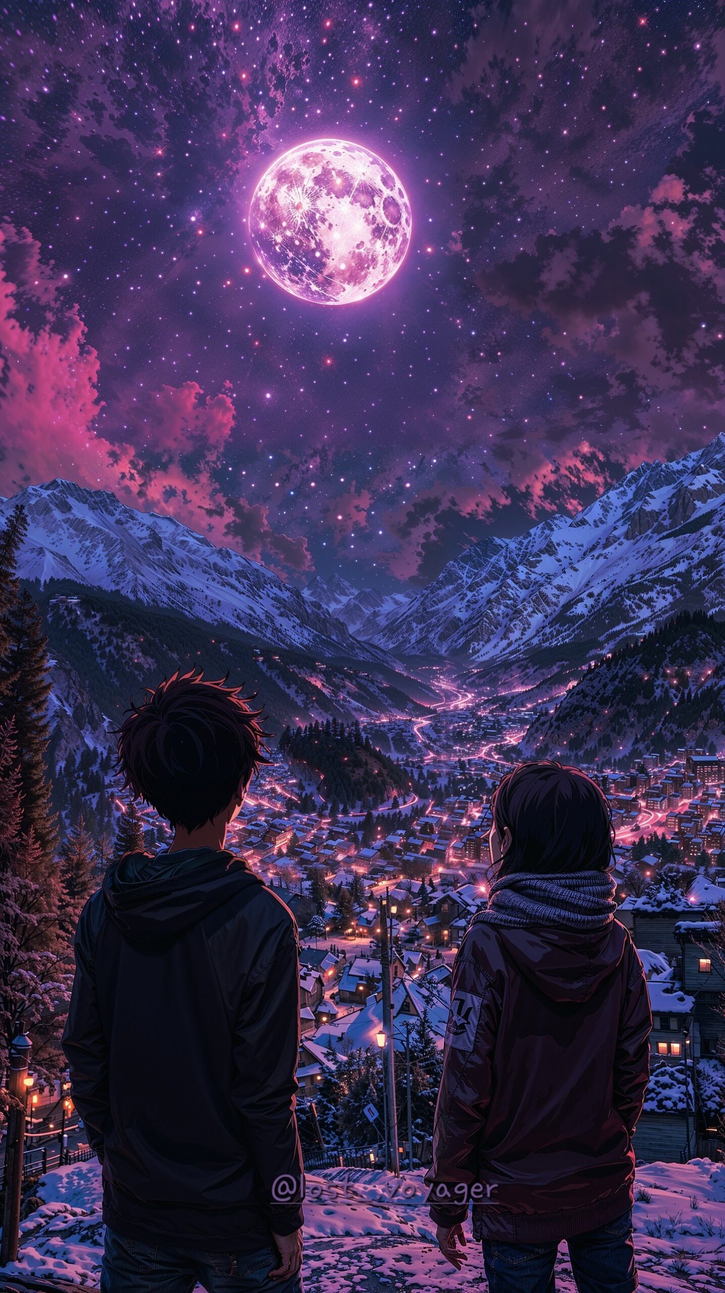 Eyes on the Moon, hearts on each other.