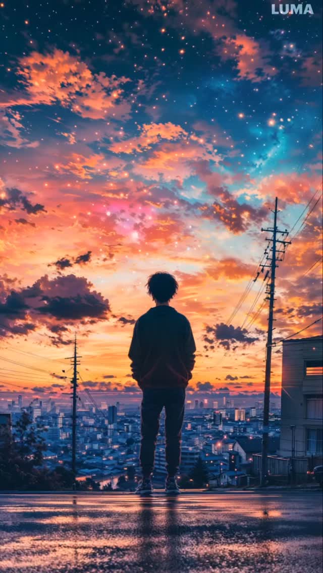 Standing on the edge of reality, lost in the colors of the sky, but found in the
