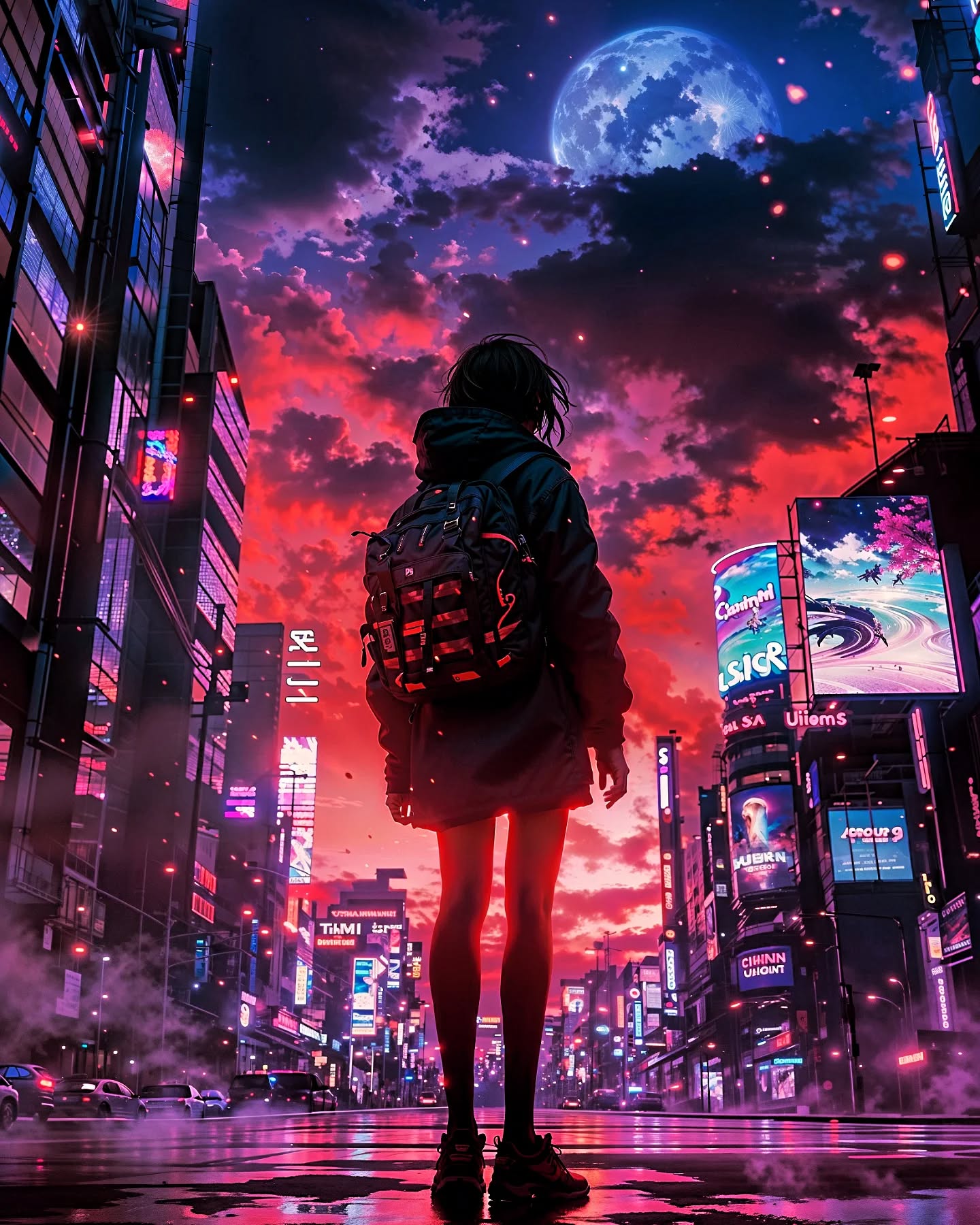 Lost in the city lights, under a moonlit sky. Chasing dreams