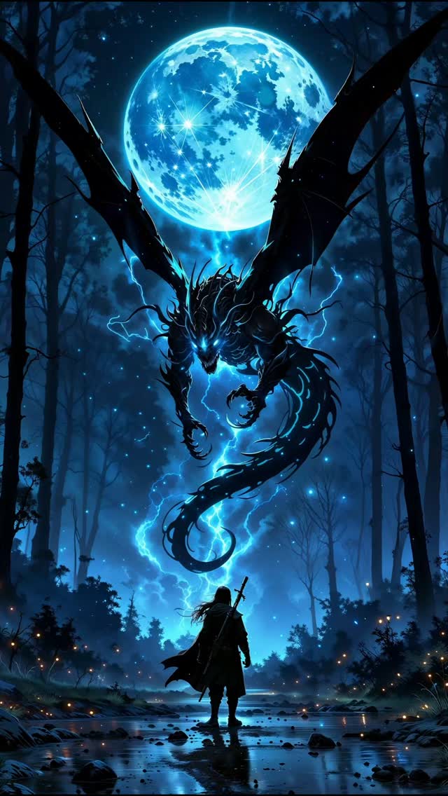A lone warrior stands defiant as the darkness takes form, unleashing an ancient