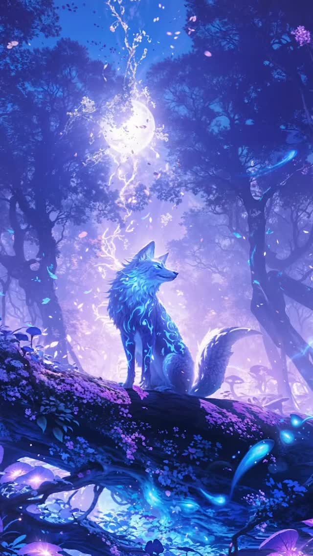Under the moon’s gentle glow, the mystical guardian of the enchanted forest watc