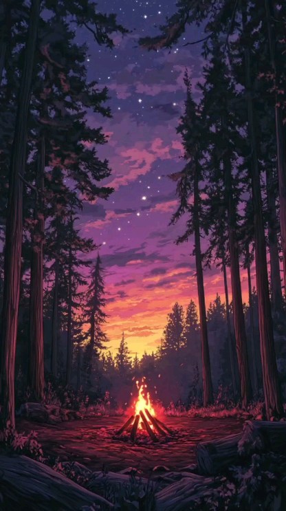 Under a canopy of stars, where the night meets the fire's warmth.