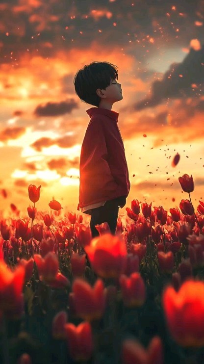 Lost in a sea of tulips, where every sunset tells a story of silent dreams and w